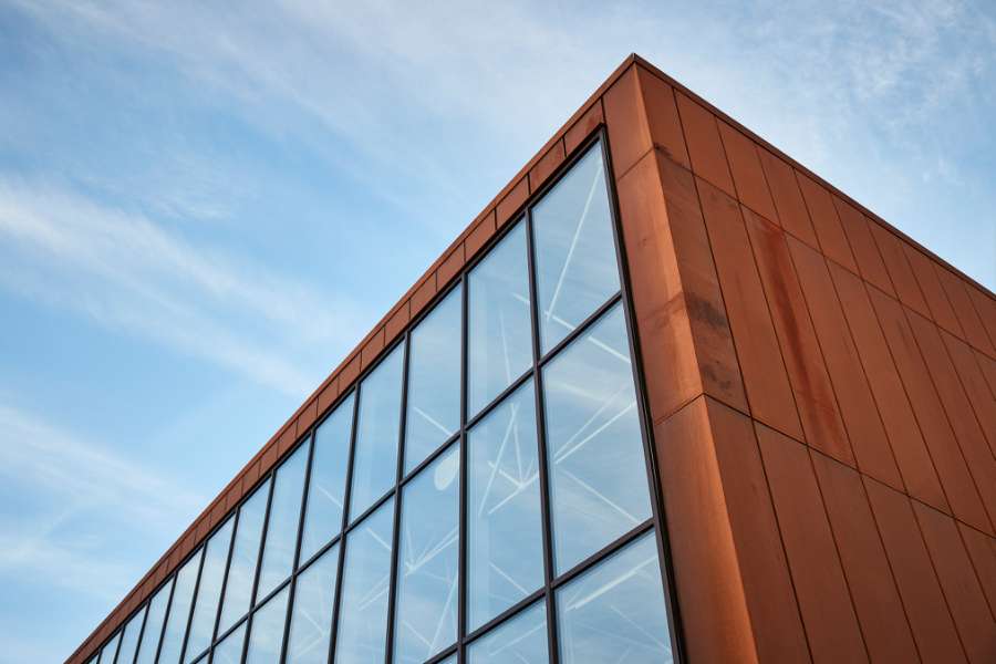 Beautiful façade cassettes made from corten steel, Maribo Svømmehal, Ved Stadion 4, 4930 Maribo
